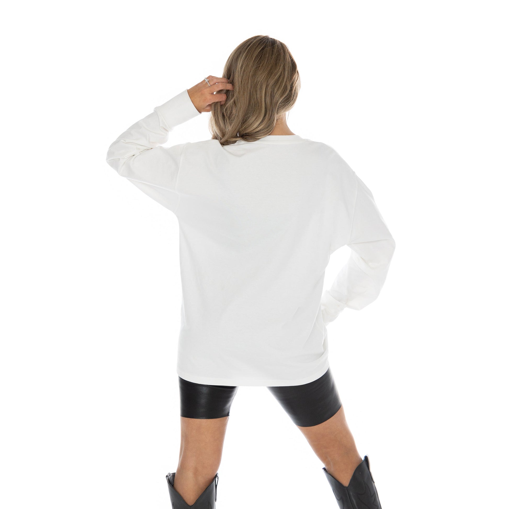 WASHINGTON STATE COUGARS BIG GOALS OVERSIZED MIDWEIGHT LONG SLEEVE TEE WITH RIBBED NECKLINE AND CUFFS