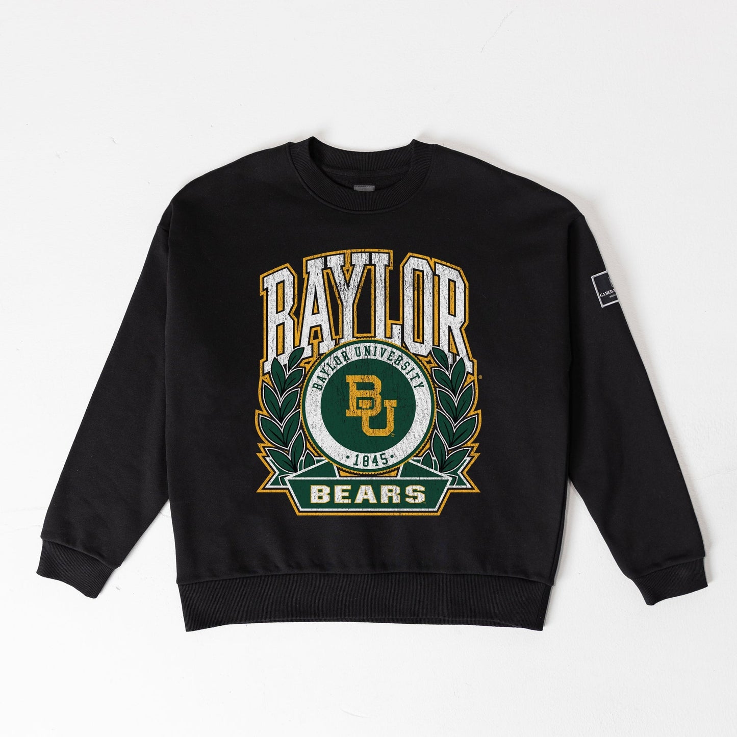 BAYLOR BEARS VICTORY LANE BLACK LABEL PREMIUM FLEECE DROP SHOULDER CREWNECK