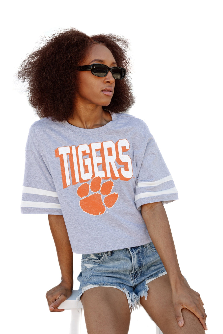 CLEMSON TIGERS NO SHORTCUTS DROP SHOULDER MID-CROP TEE