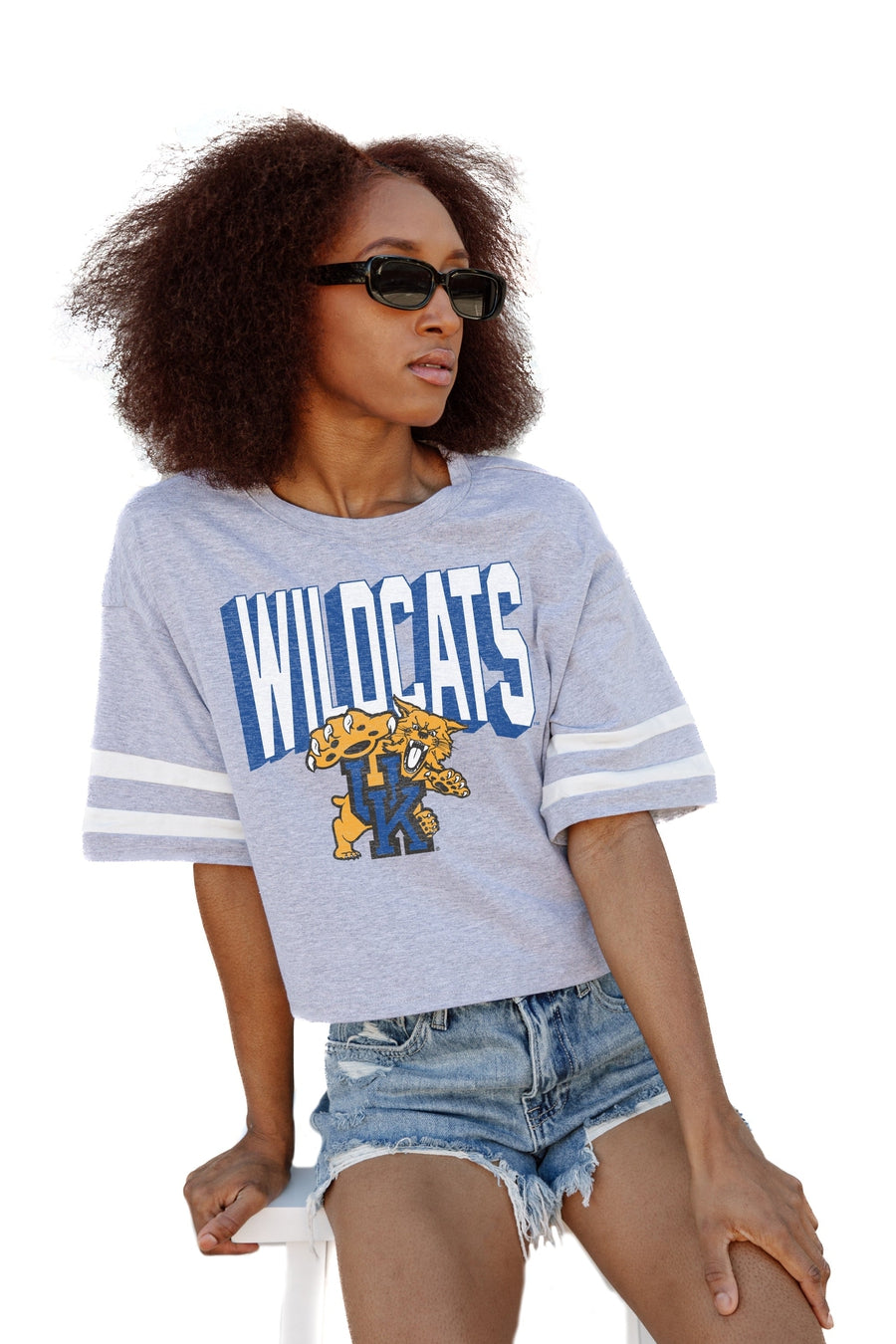 KENTUCKY WILDCATS NO SHORTCUTS DROP SHOULDER MID-CROP TEE
