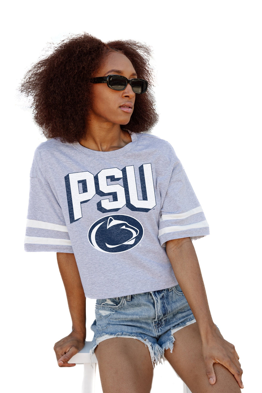 PENN STATE NITTANY LIONS NO SHORTCUTS DROP SHOULDER MID-CROP TEE