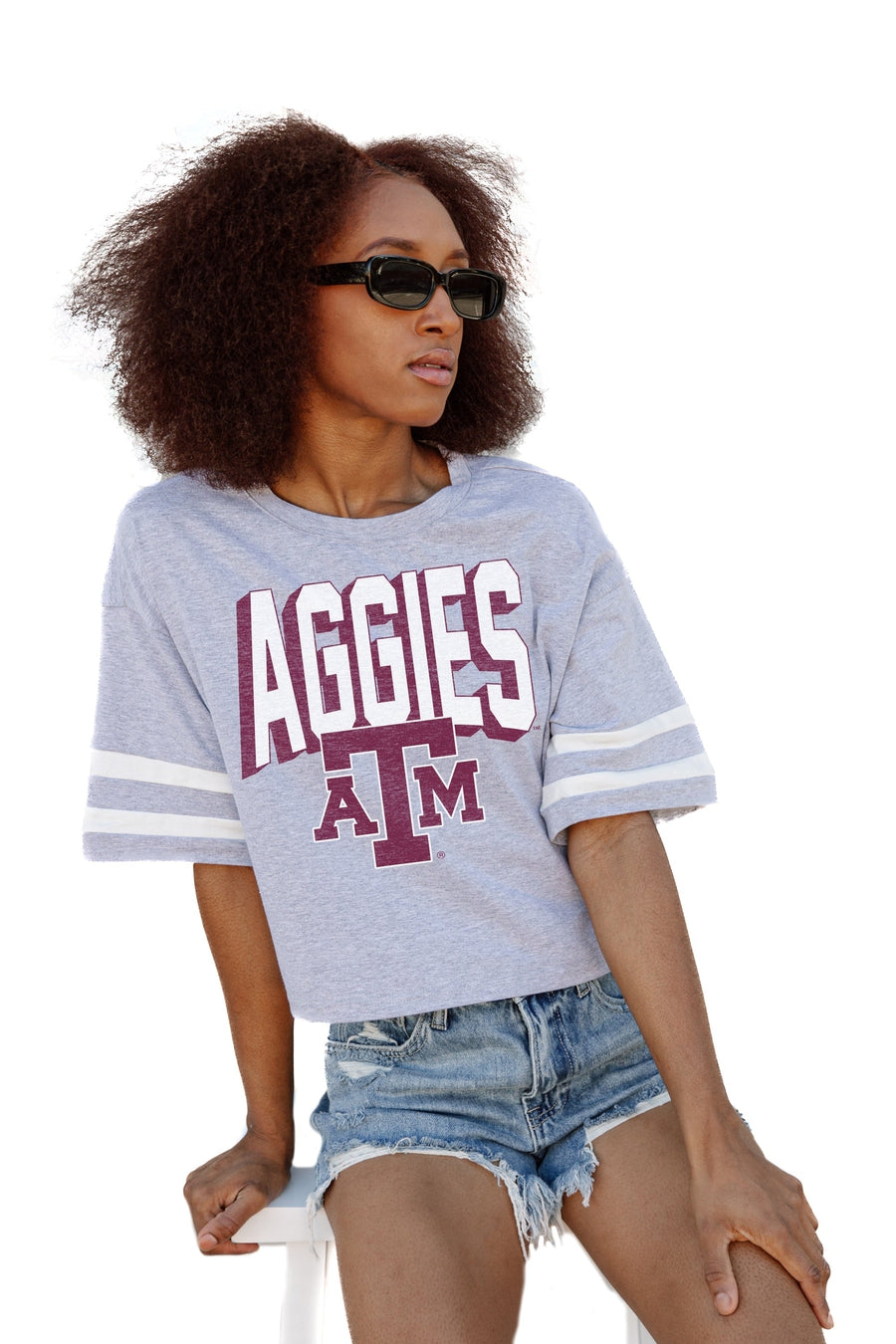 TEXAS A&M AGGIES NO SHORTCUTS DROP SHOULDER MID-CROP TEE