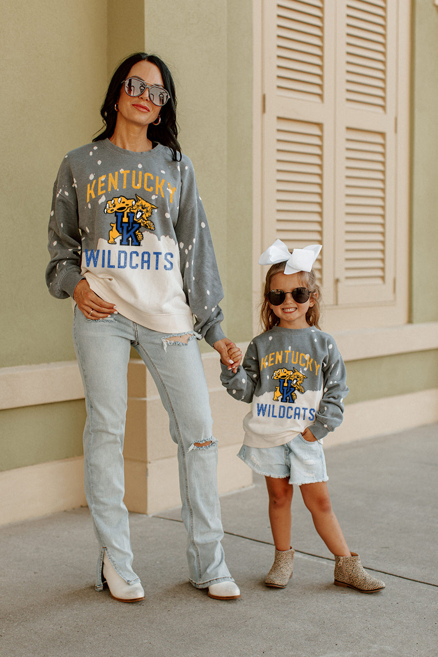 KENTUCKY WILDCATS KIDS BLEACH DYE FADED CREWNECK SWEATSHIRT
