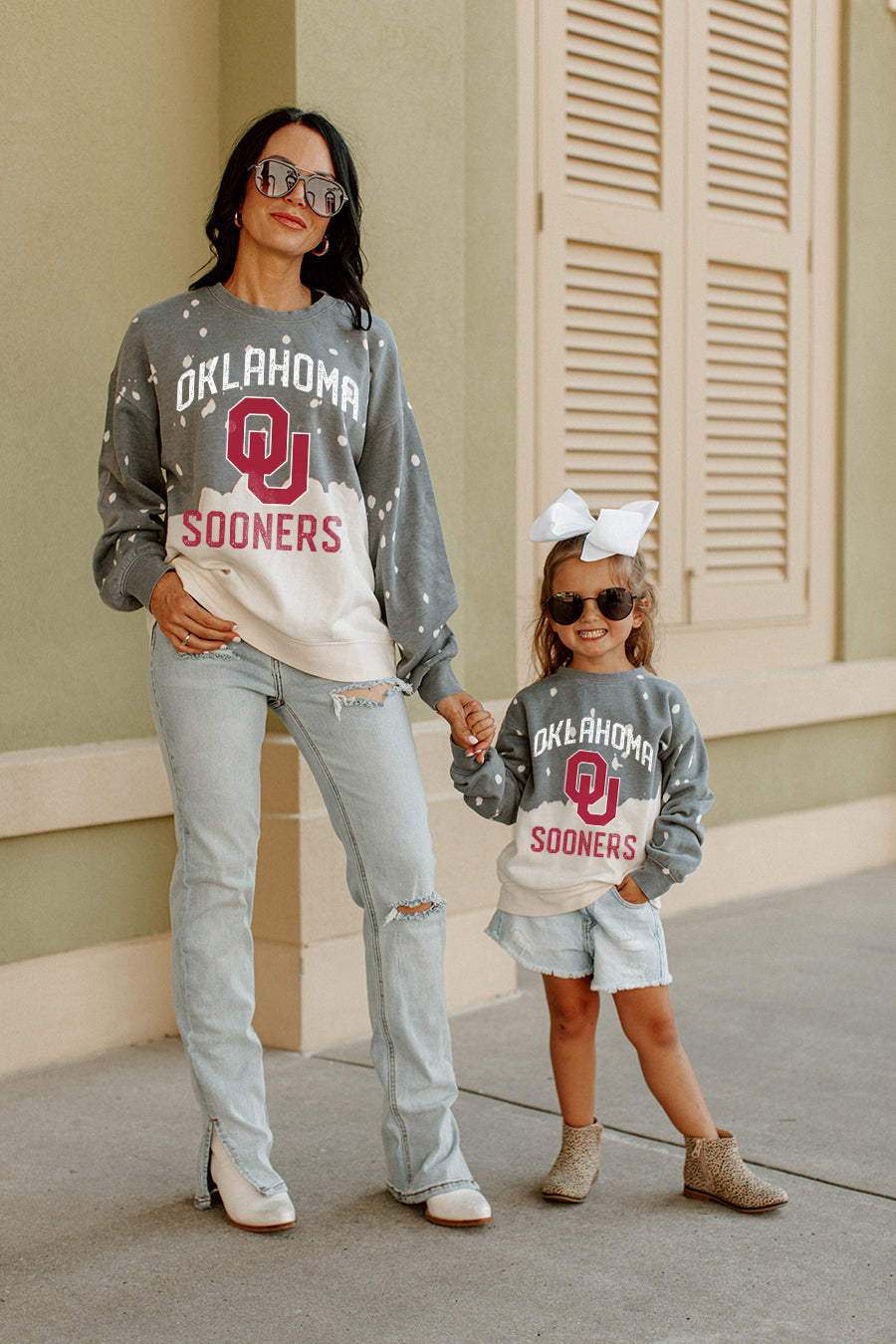 OKLAHOMA SOONERS KIDS BLEACH DYE FADED CREWNECK SWEATSHIRT