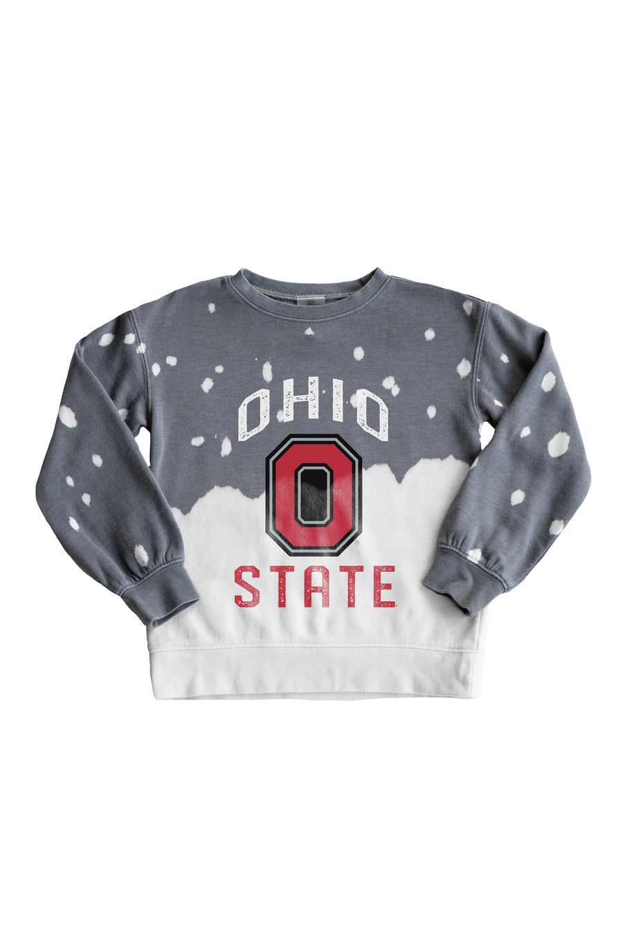 OHIO STATE BUCKEYES KIDS BLEACH DYE FADED CREWNECK SWEATSHIRT