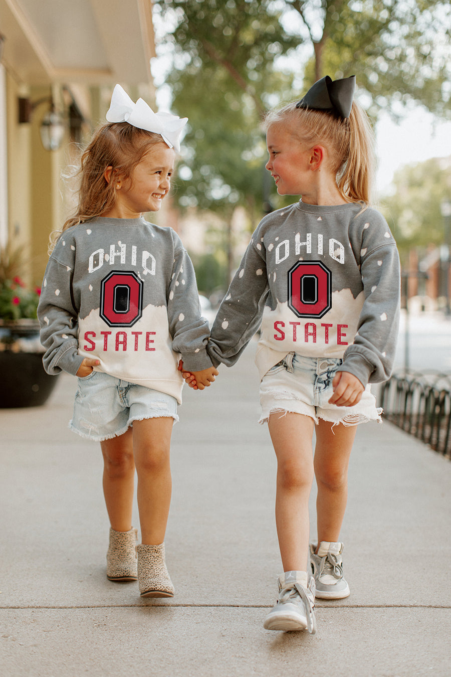 OHIO STATE BUCKEYES KIDS BLEACH DYE FADED CREWNECK SWEATSHIRT