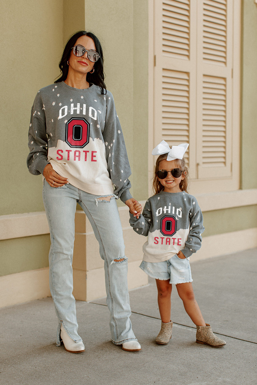 OHIO STATE BUCKEYES KIDS BLEACH DYE FADED CREWNECK SWEATSHIRT
