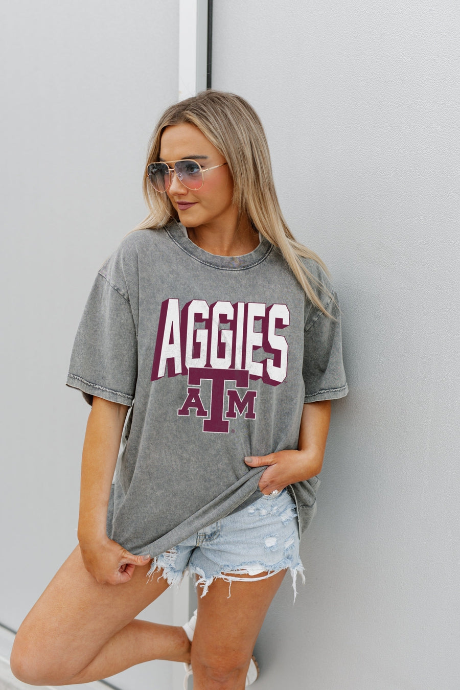 TEXAS A&M AGGIES SOLID DEFENSE OVERSIZED CREWNECK TEE