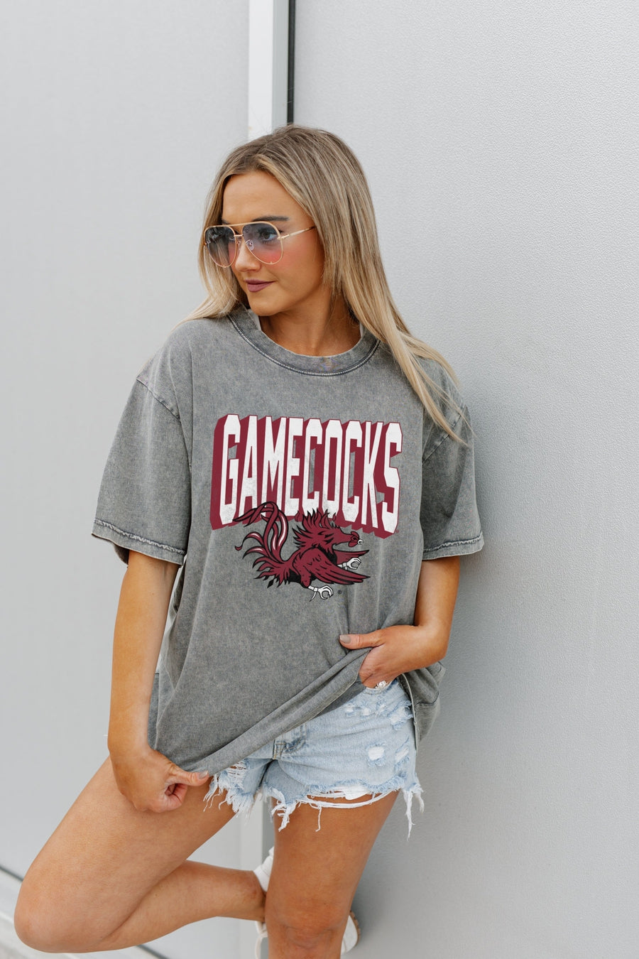 SOUTH CAROLINA GAMECOCKS SOLID DEFENSE OVERSIZED CREWNECK TEE