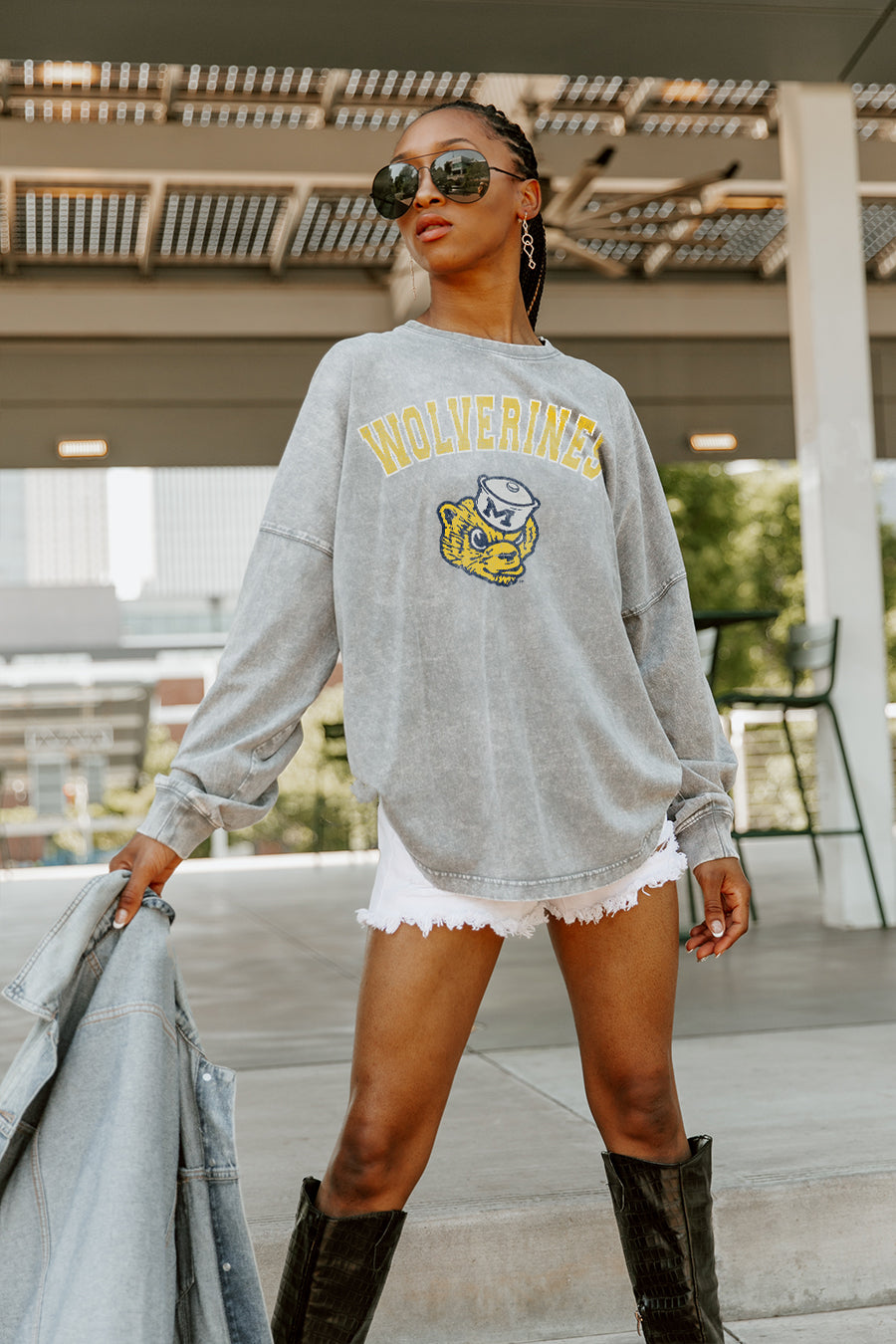 MICHIGAN WOLVERINES PLAY THE GAME FADED WASH PULLOVER