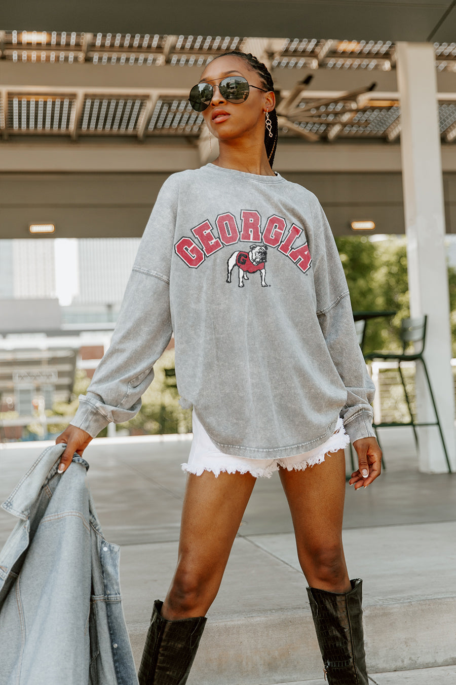 GEORGIA BULLDOGS PLAY THE GAME FADED WASH PULLOVER