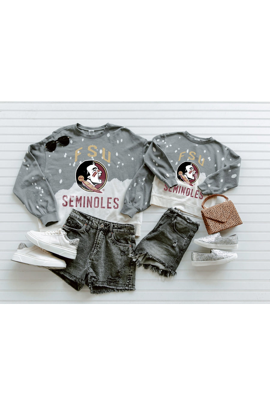 FLORIDA STATE SEMINOLES UPCYCLE AND VINTAGE FADED WASH CREWNECK PULLOVER