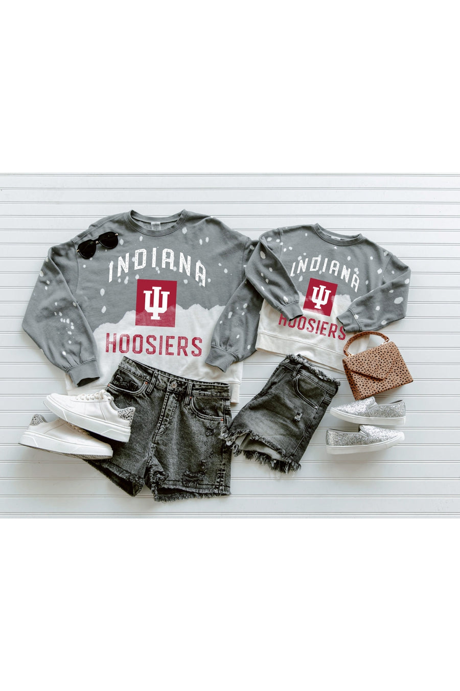 INDIANA HOOSIERS UPCYCLE AND VINTAGE FADED WASH CREWNECK PULLOVER