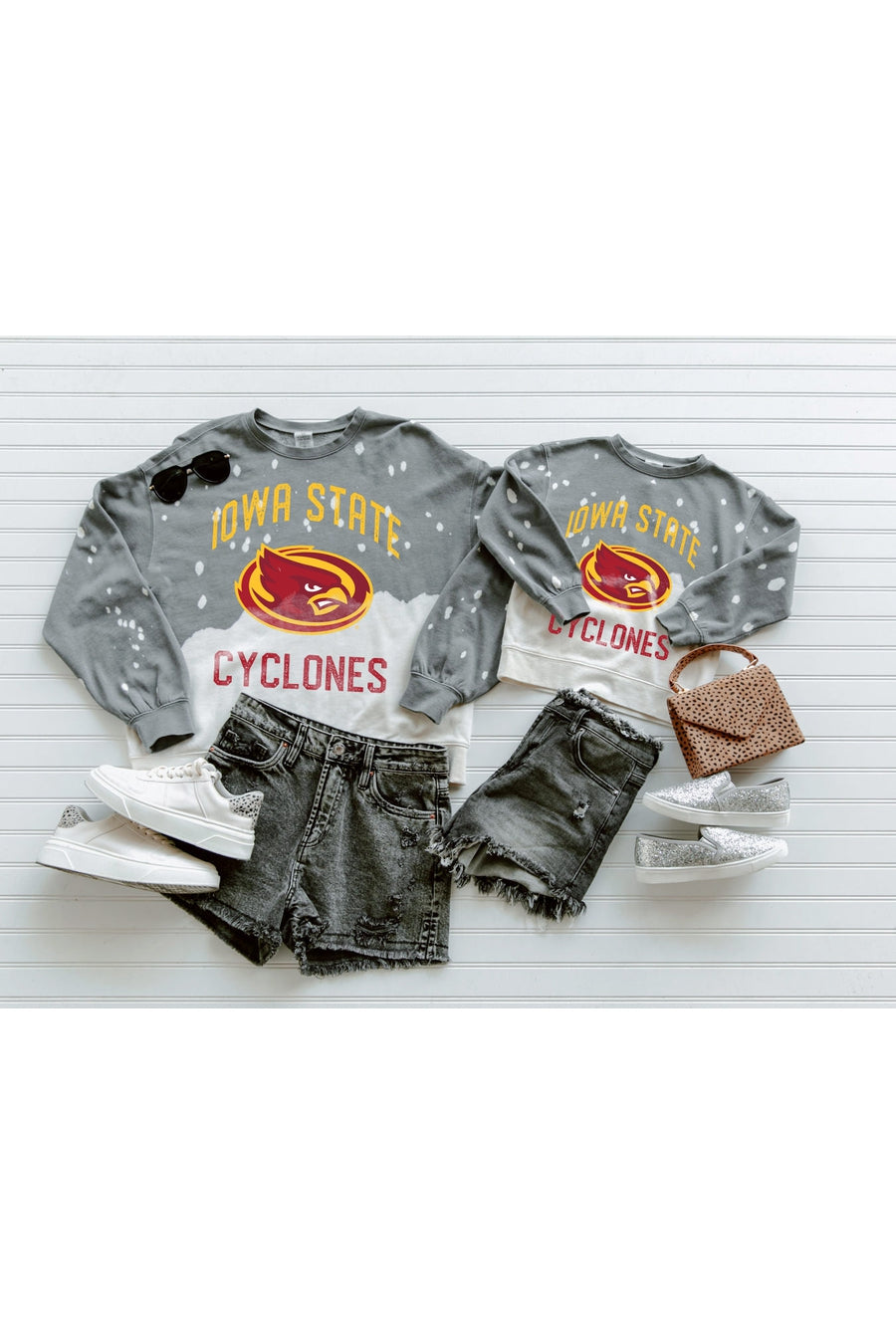 IOWA STATE CYCLONES UPCYCLE AND VINTAGE FADED WASH CREWNECK PULLOVER