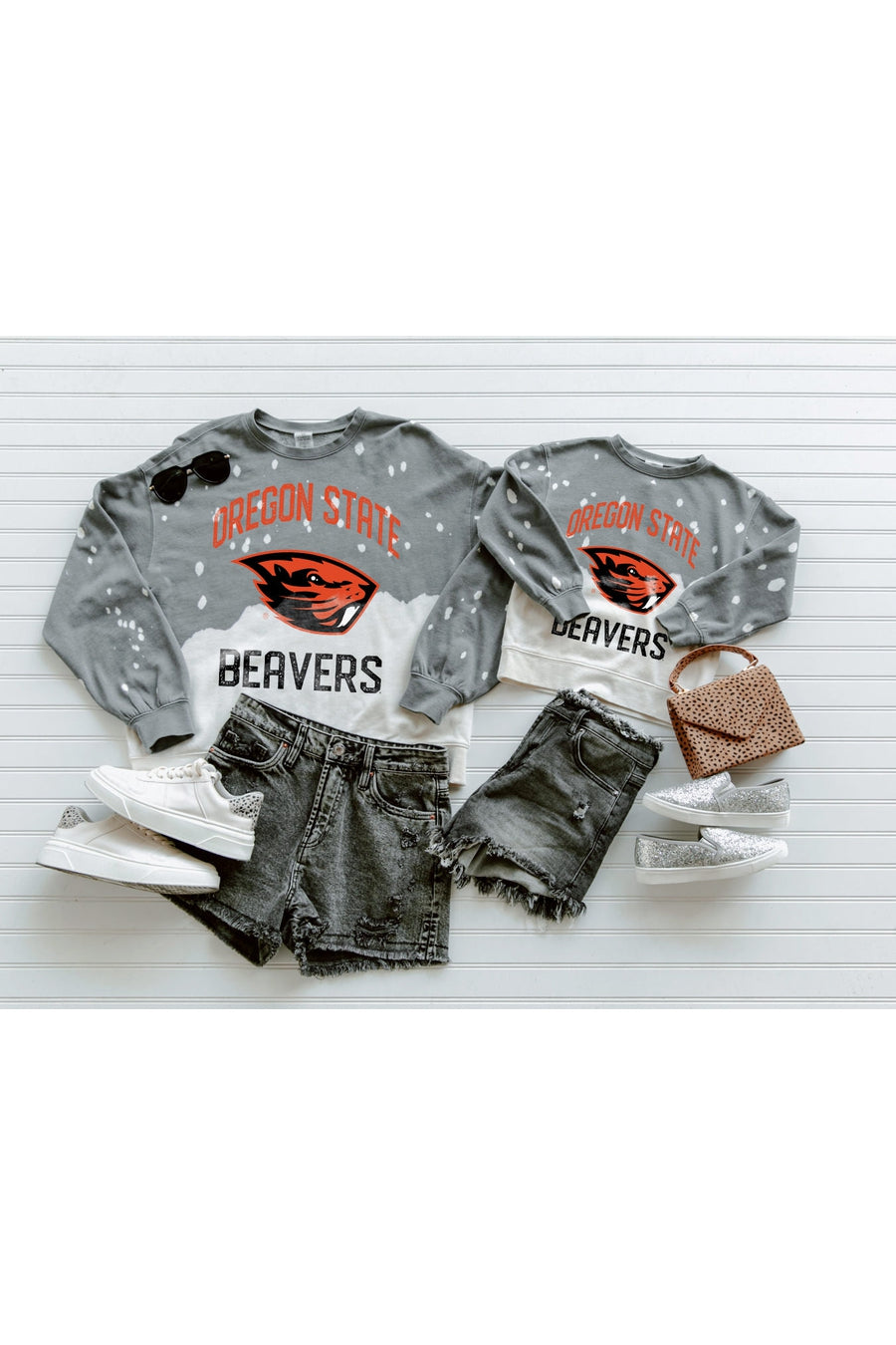 OREGON STATE BEAVERS UPCYCLE AND VINTAGE FADED WASH CREWNECK PULLOVER