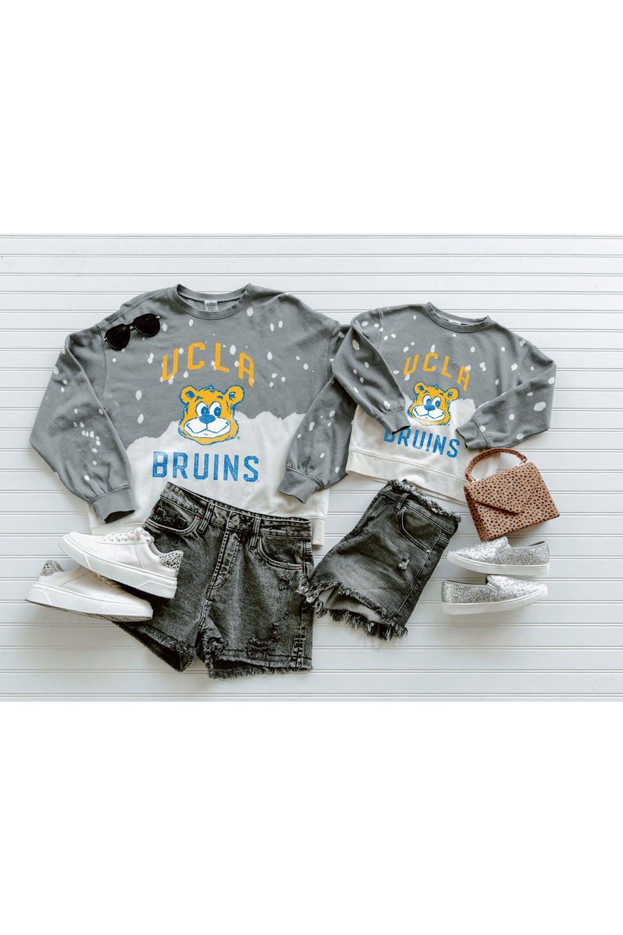 UCLA BRUINS UPCYCLE AND VINTAGE FADED WASH CREWNECK PULLOVER