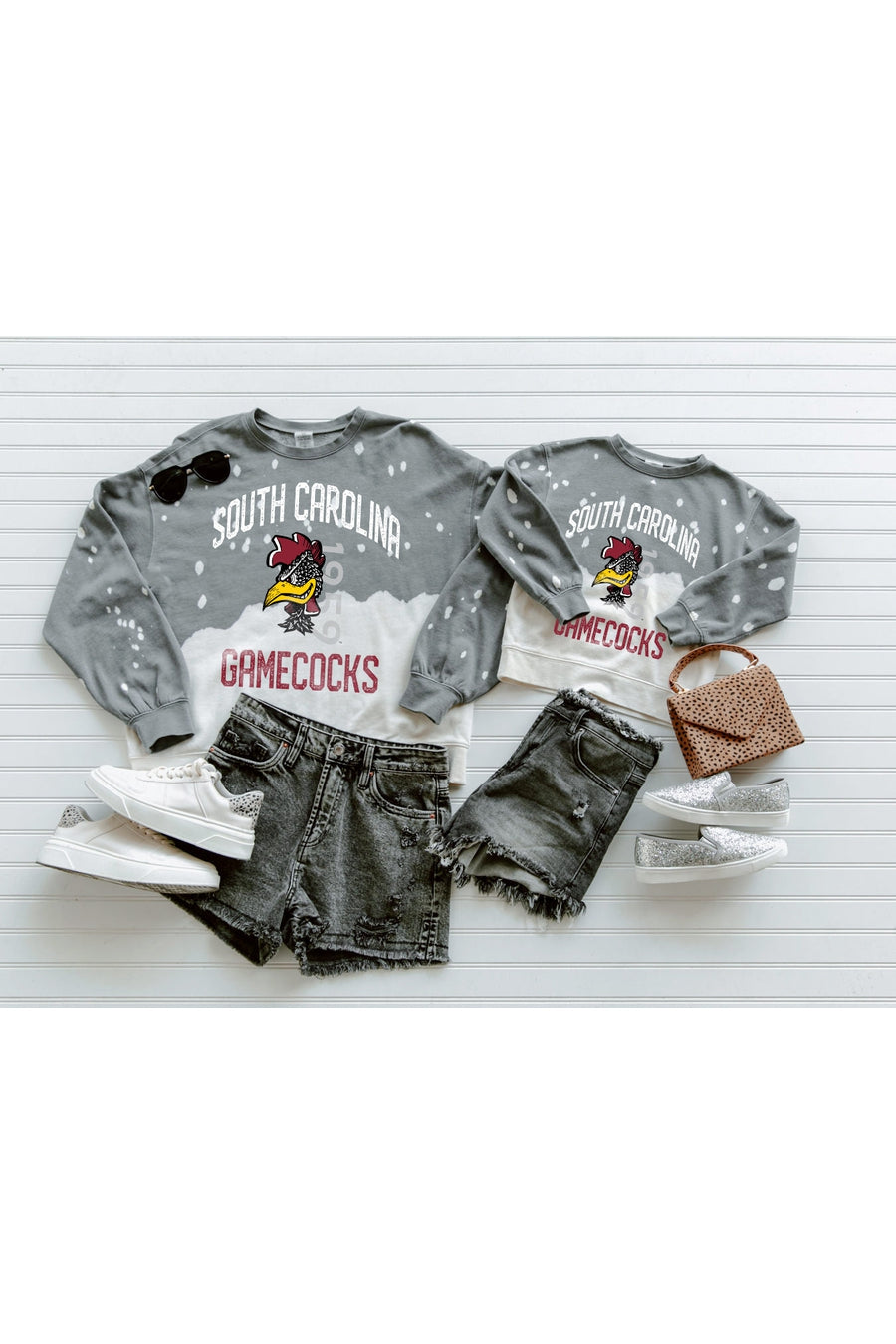 SOUTH CAROLINA GAMECOCKS UPCYCLE AND VINTAGE FADED WASH CREWNECK PULLOVER