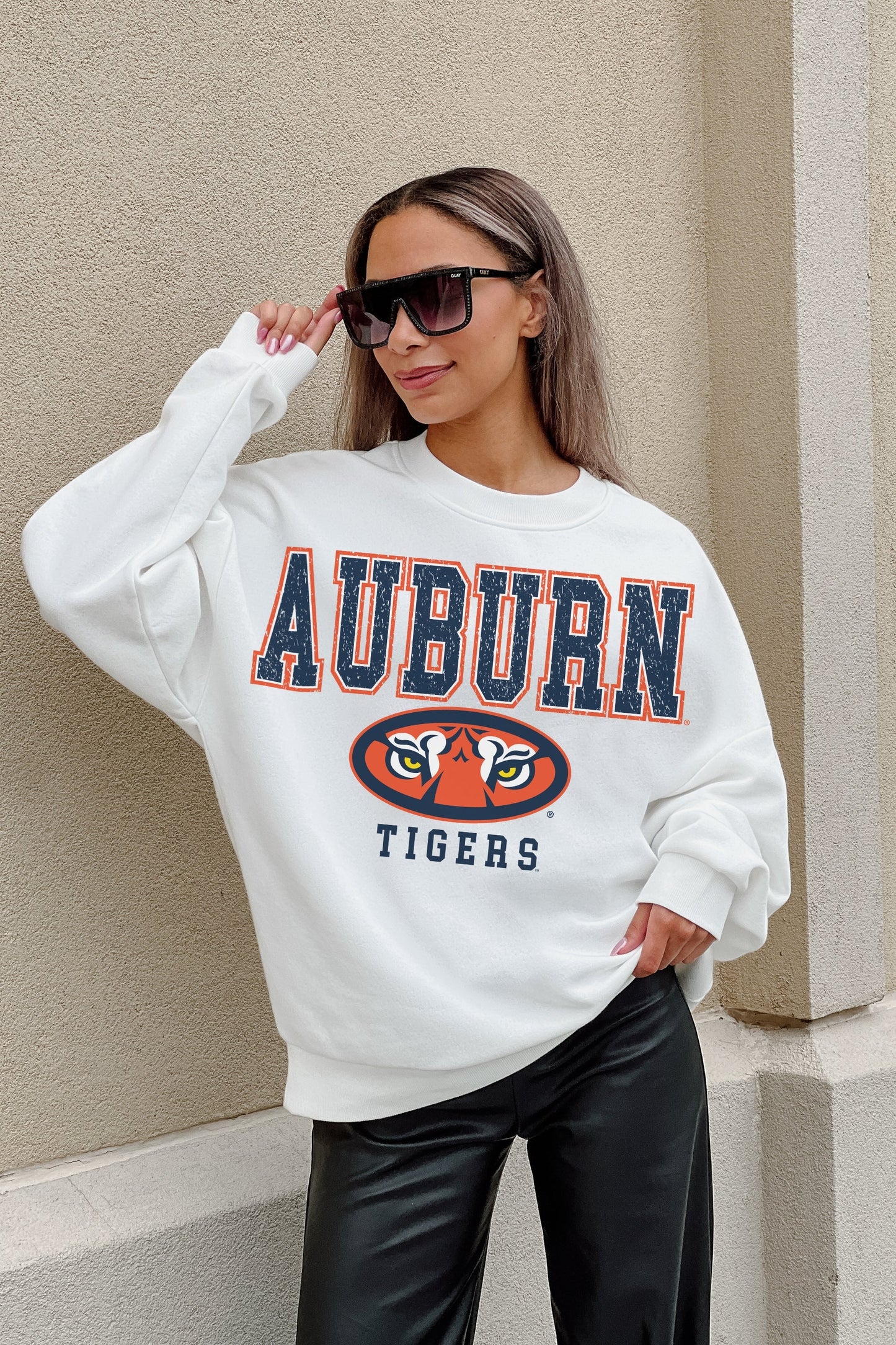 AUBURN TIGERS FREESTYLE PREMIUM FLEECE DROP SHOULDER CREWNECK PULLOVER