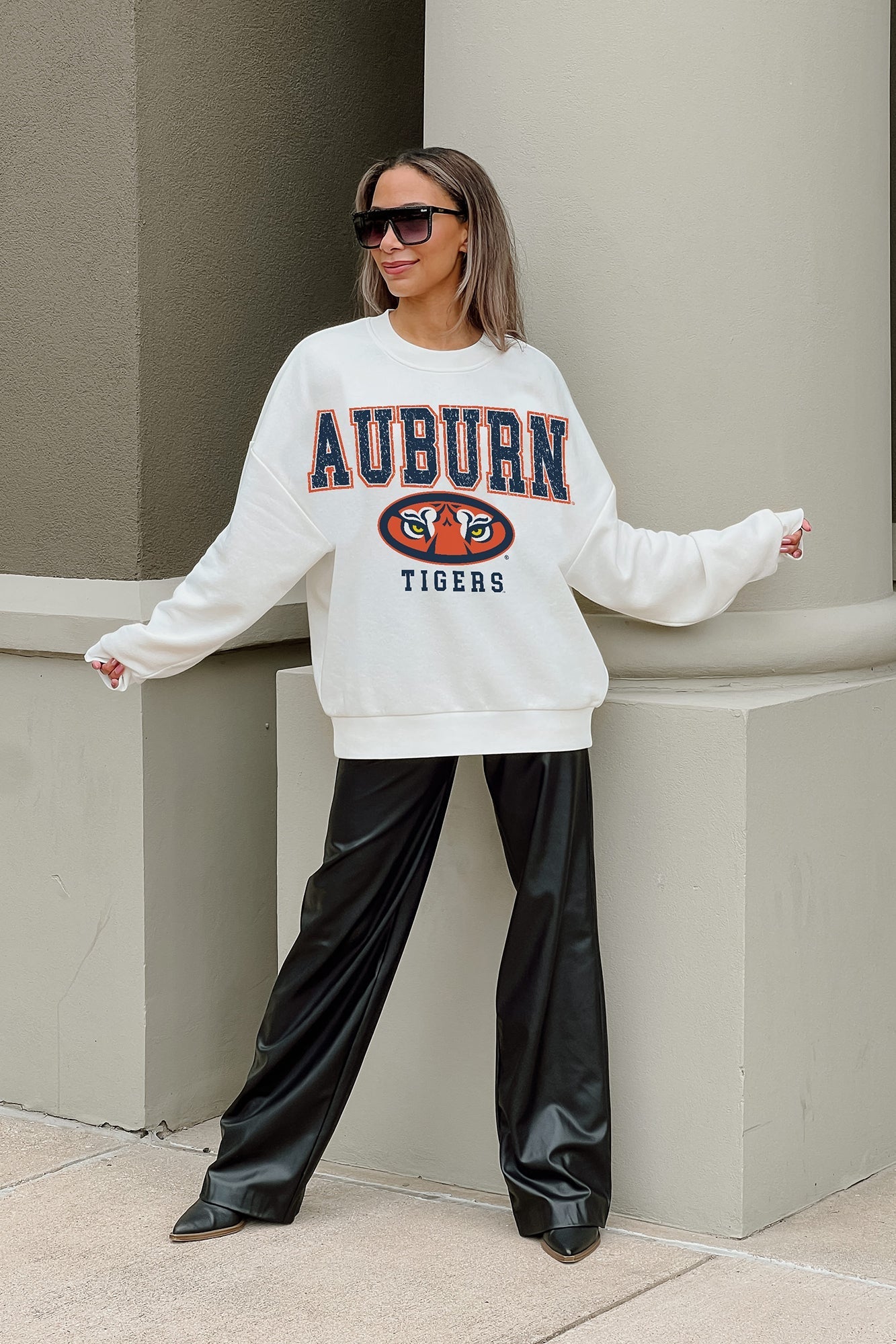 AUBURN TIGERS FREESTYLE PREMIUM FLEECE DROP SHOULDER CREWNECK PULLOVER