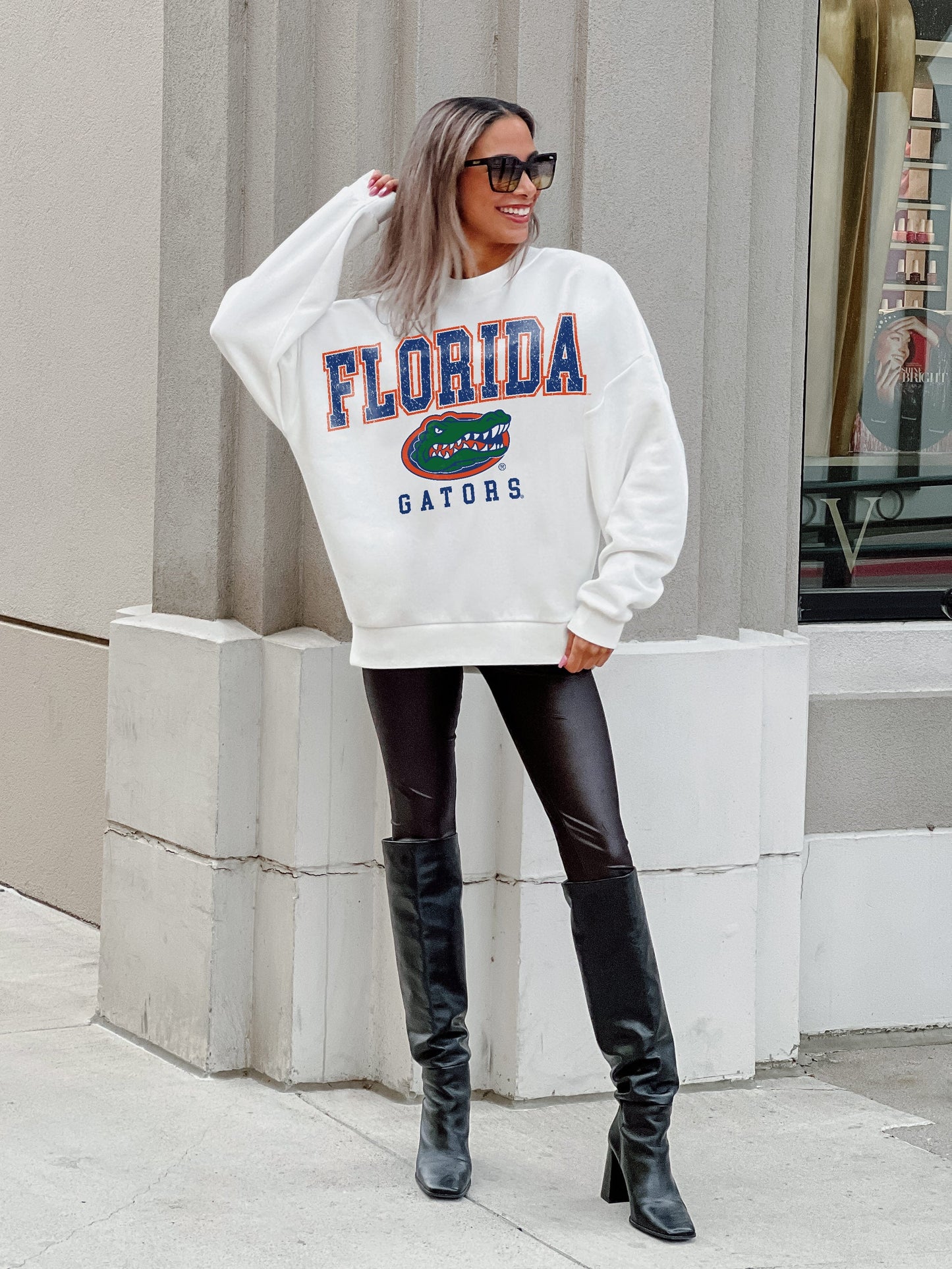 FLORIDA GATORS FREESTYLE PREMIUM FLEECE DROP SHOULDER CREWNECK PULLOVER