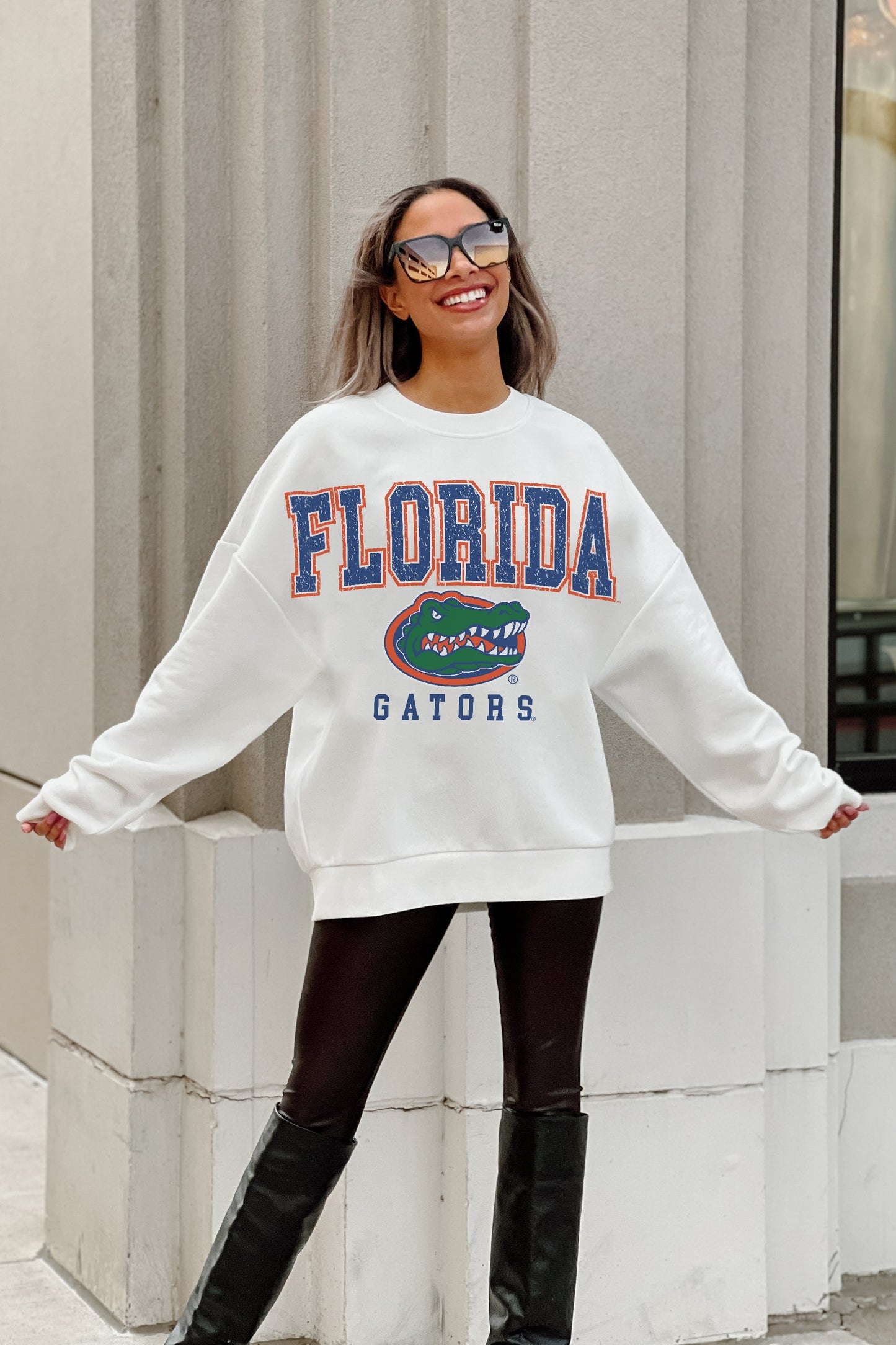 FLORIDA GATORS FREESTYLE PREMIUM FLEECE DROP SHOULDER CREWNECK PULLOVER