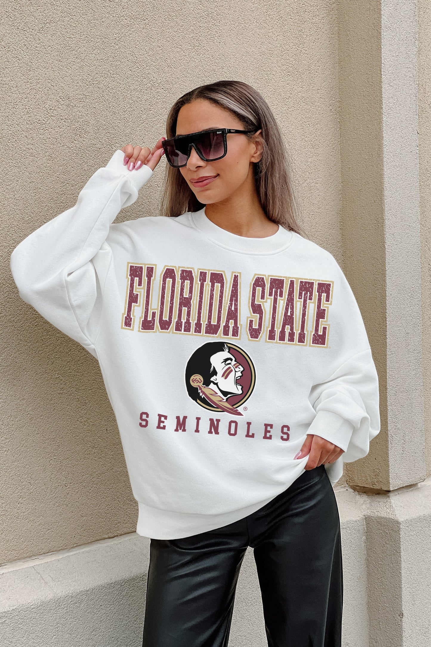 FLORIDA STATE SEMINOLES FREESTYLE PREMIUM FLEECE DROP SHOULDER CREWNECK PULLOVER