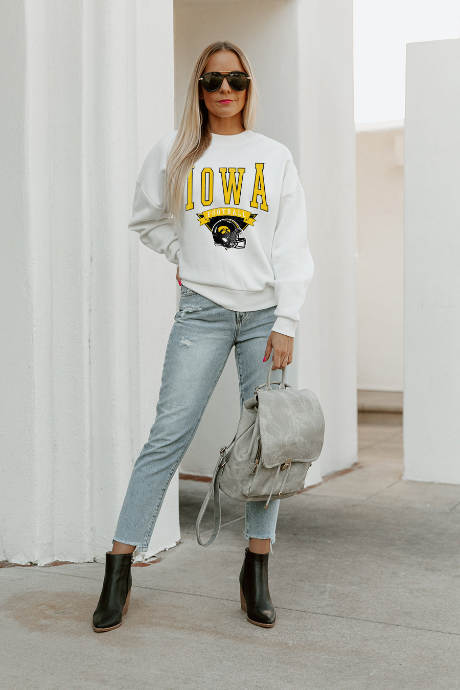 IOWA HAWKEYES SLOW MOTION PREMIUM FLEECE DROP SHOULDER CREWNECK PULLOVER