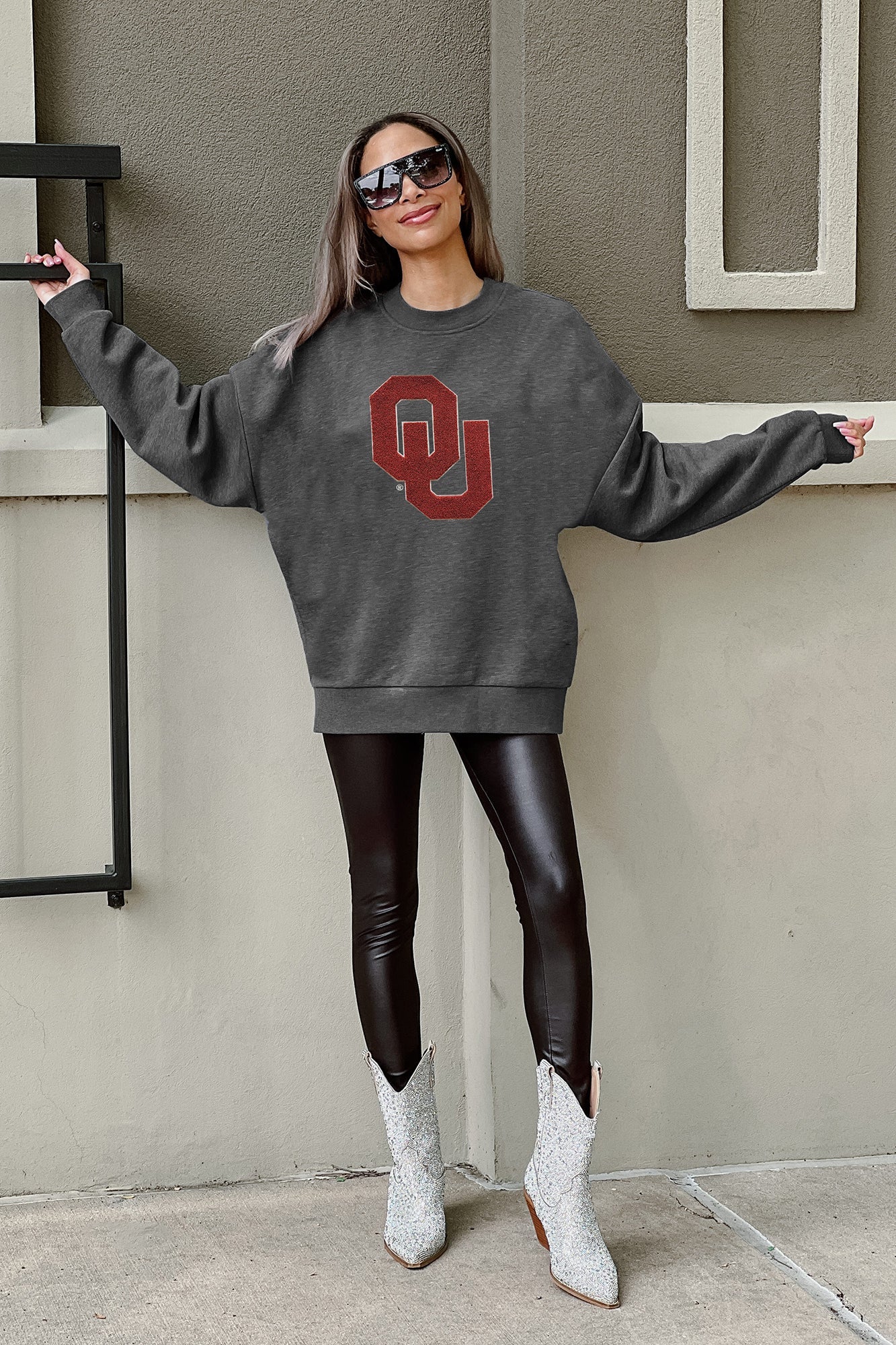 OKLAHOMA SOONERS ON THE REBOUND PREMIUM FLEECE DROP SHOULDER CREWNECK PULLOVER