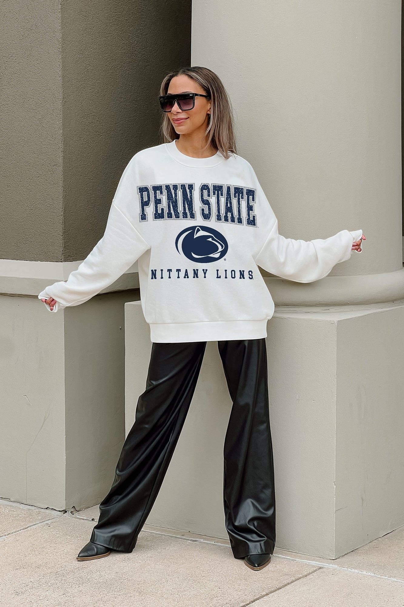 PENN STATE NITTANY LIONS FREESTYLE PREMIUM FLEECE DROP SHOULDER CREWNECK PULLOVER