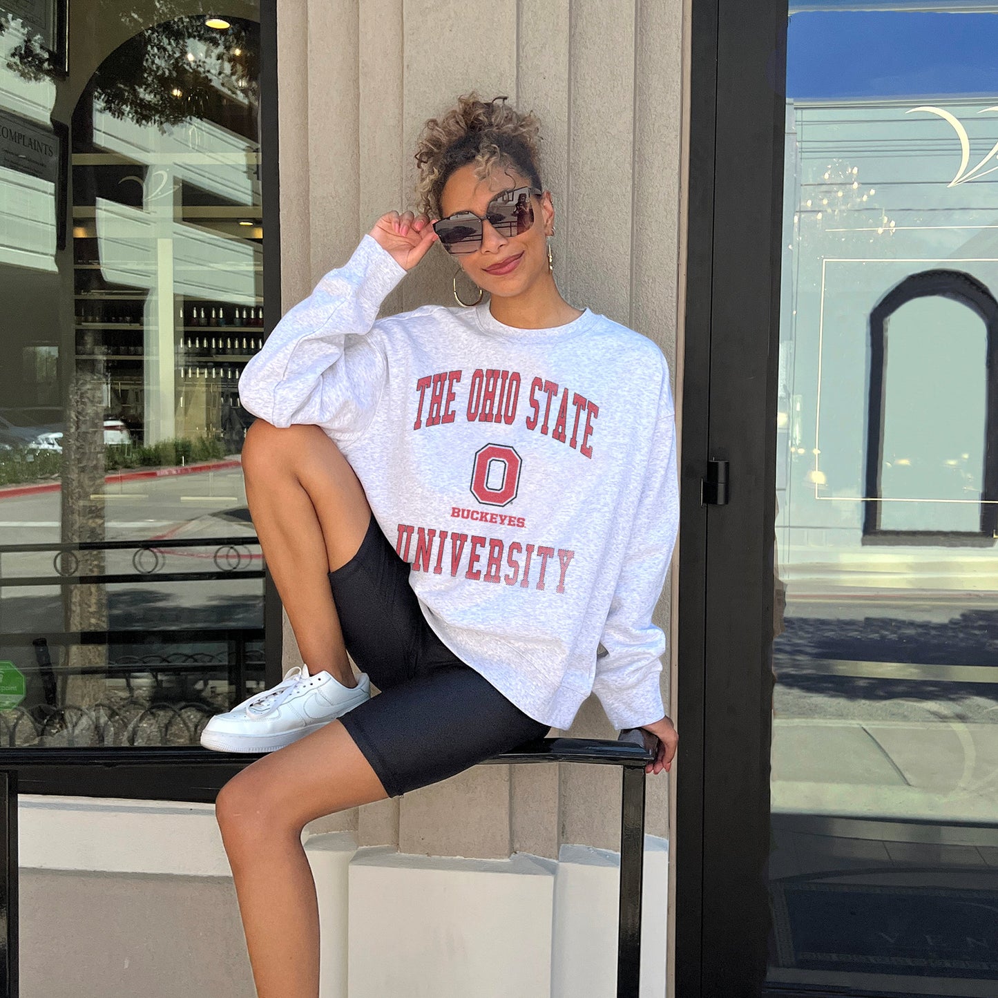 OHIO STATE BUCKEYES CHANGE THE GAME PREMIUM FLEECE DROP SHOULDER CREWNECK PULLOVER