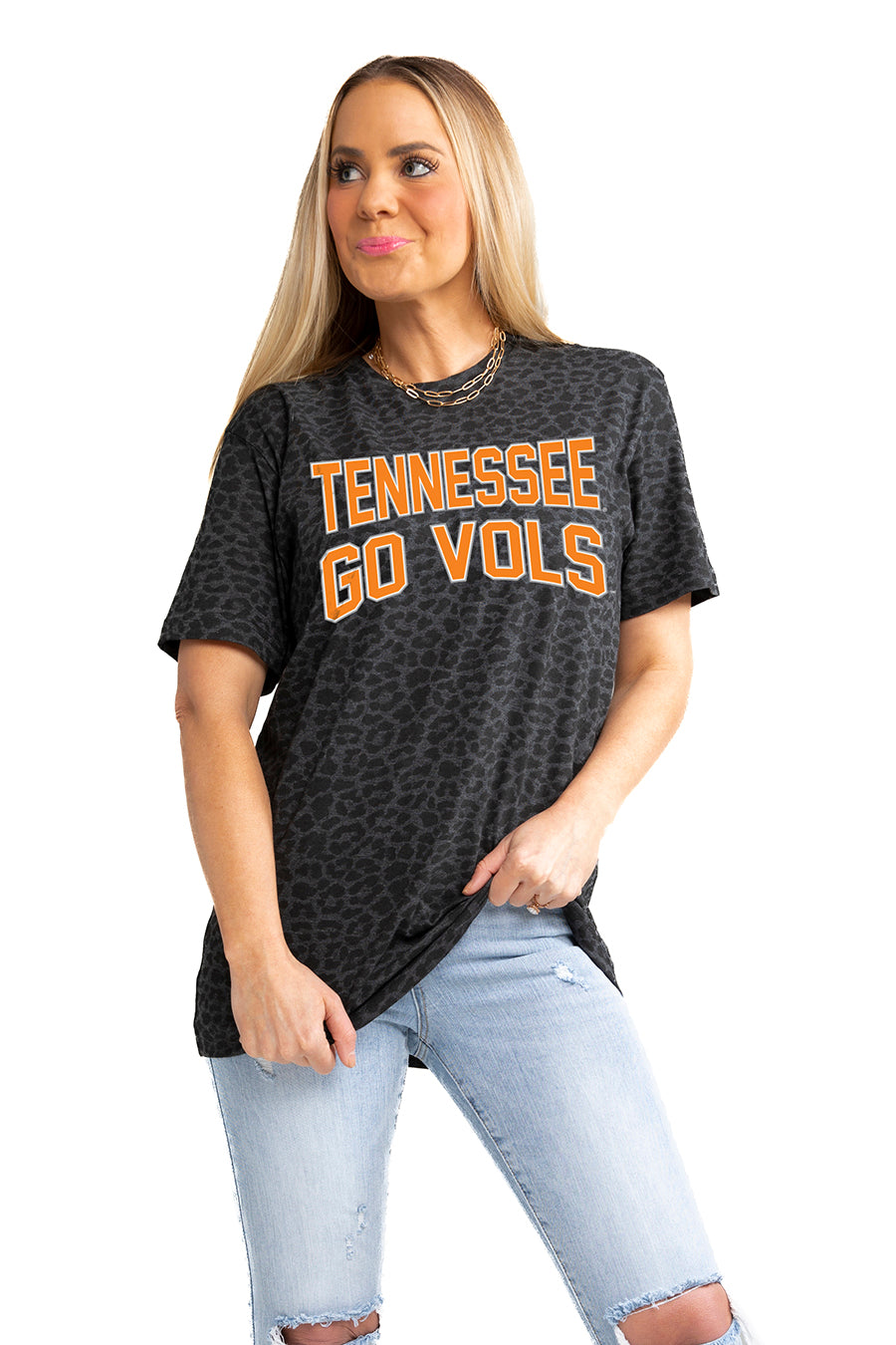 TENNESSEE VOLUNTEERS "FAN FAVORITE" LEOPARD STANDARD FIT CREW NECK TEE