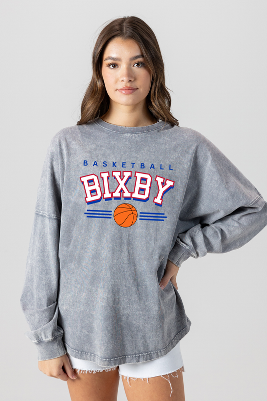 BIXBY SPARTANS BASKETBALL FADED WASH PULLOVER