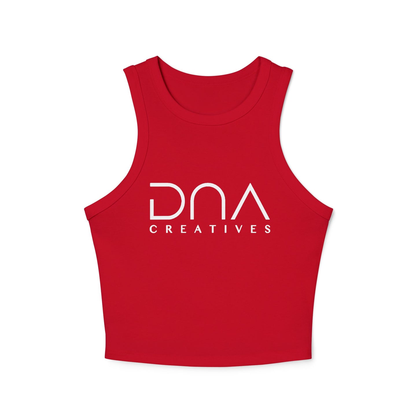 Ribbed Racer Tank Top — Women's Cropped White Micro-Rib Casual Tank