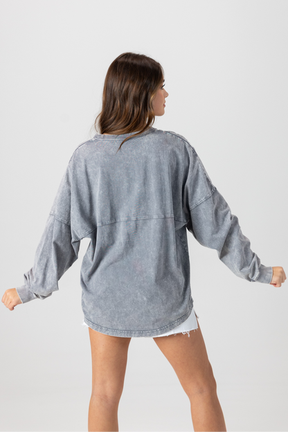BIXBY SPARTANS BASKETBALL FADED WASH PULLOVER