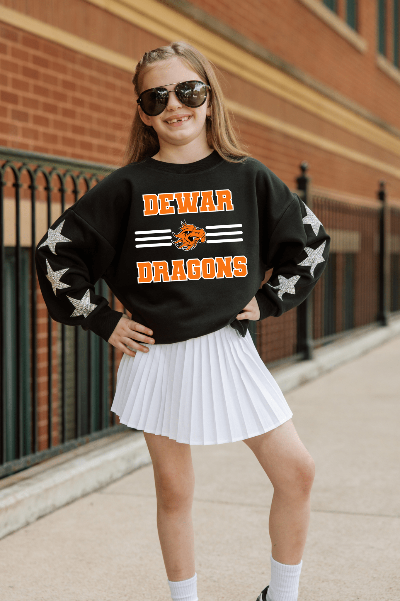 DEWAR DRAGONS YOUTH EMBELLISHED STAR SLEEVE CREWNECK SWEATSHIRT - The Club