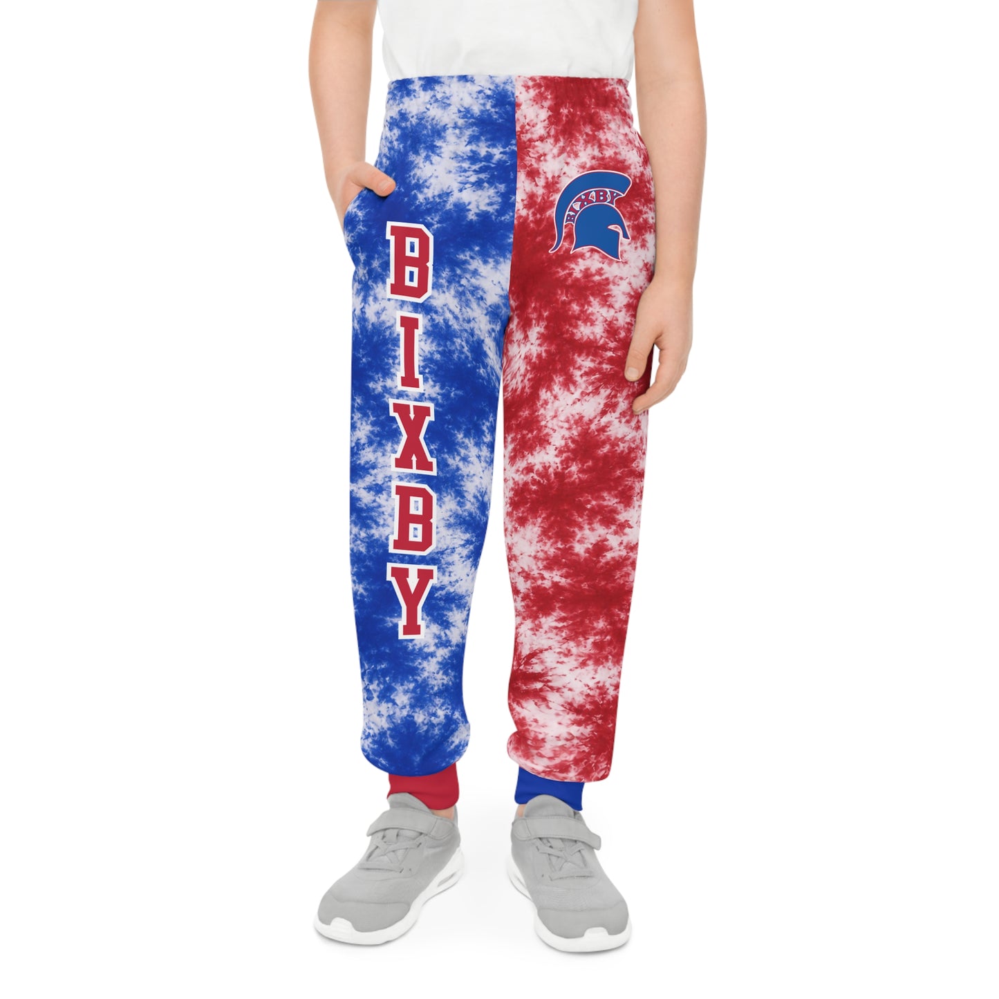 Bixby Youth Tie-Dye Joggers — Red & Blue School Spirit Sweatpants