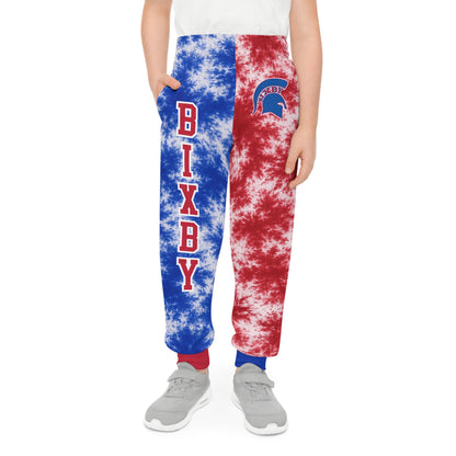 Bixby Youth Tie-Dye Joggers — Red & Blue School Spirit Sweatpants