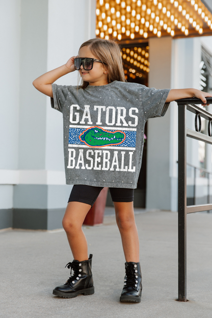 GATB012-GATOR BASEBALL YOUTH ALL OVER RHINESTONE TEE