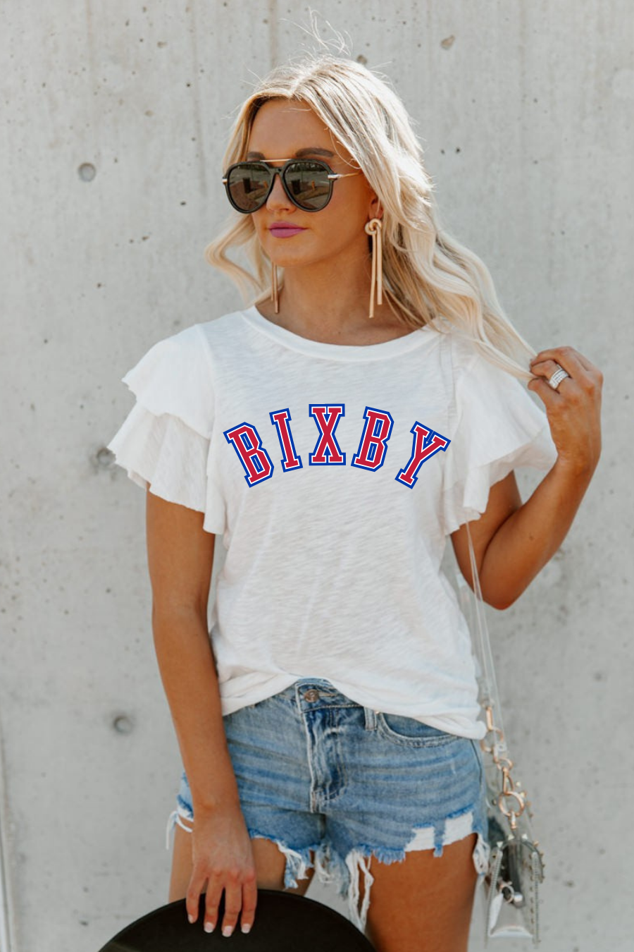 25BIX005-BIXBY SPARTANS FLUTTER SLEEVE TOP