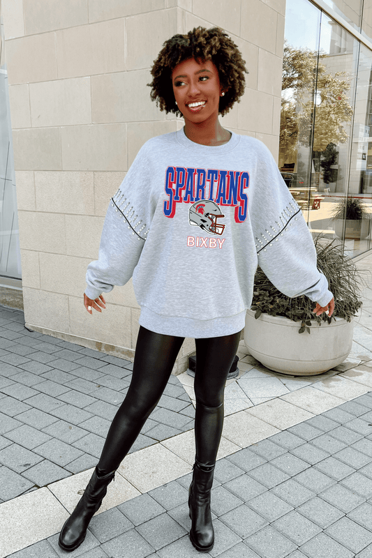 BIXBY SPARTANS EMBELLISHED SLEEVE CREWNECK SWEATSHIRT - The Club
