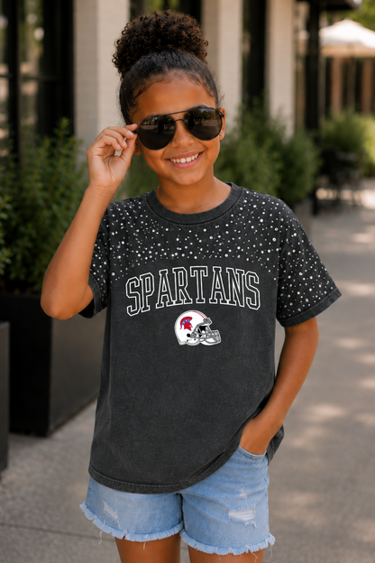 BIXBY SPARTANS YOUTH RHINESTONE DETAIL TEE
