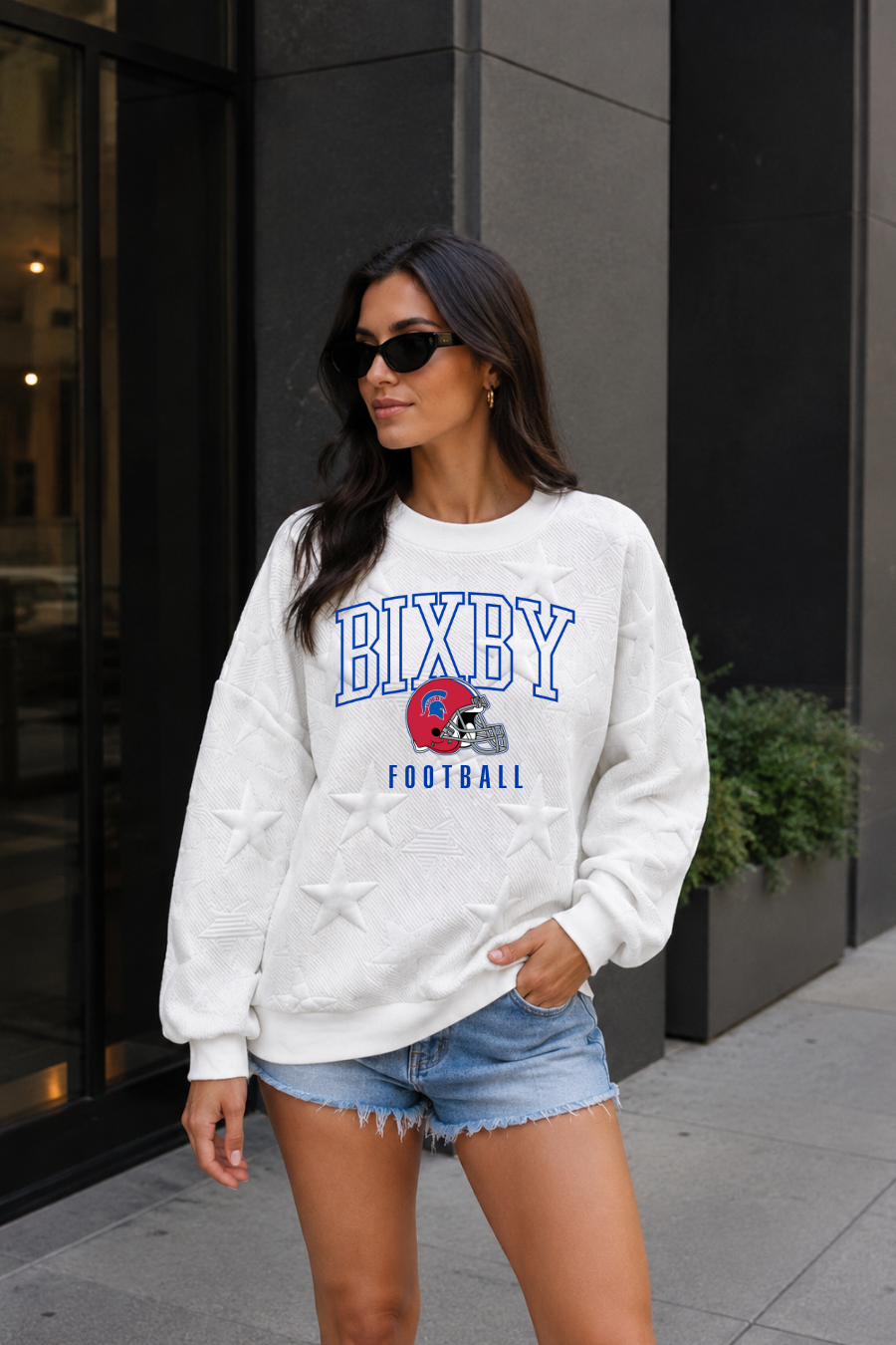 BIXBY SPARTANS STAR EMBOSSED SWEATSHIRT