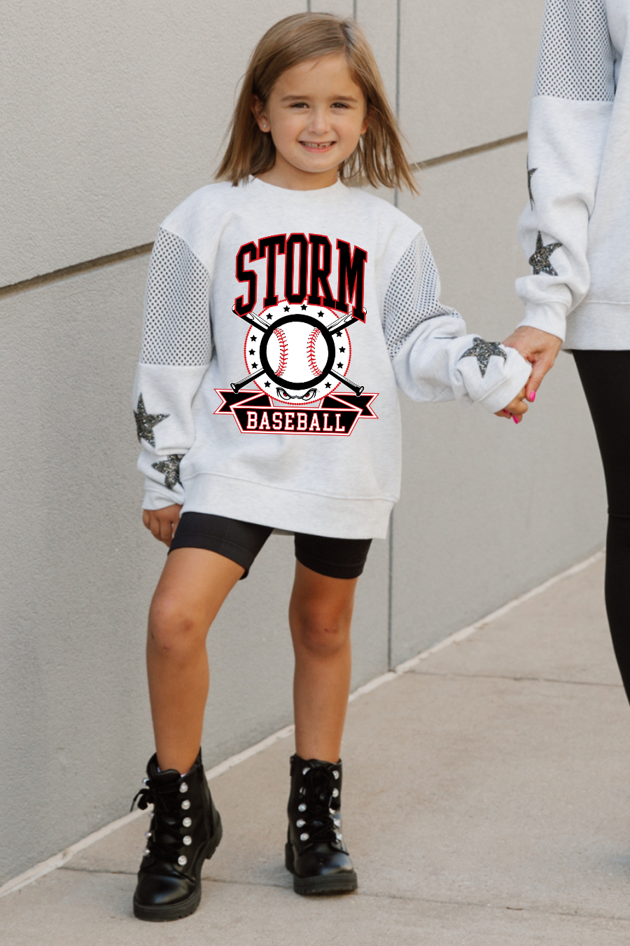 STBK009-STORM BASEBALL MESH INSERT STAR SWEATSHIRT FOR YOUTH