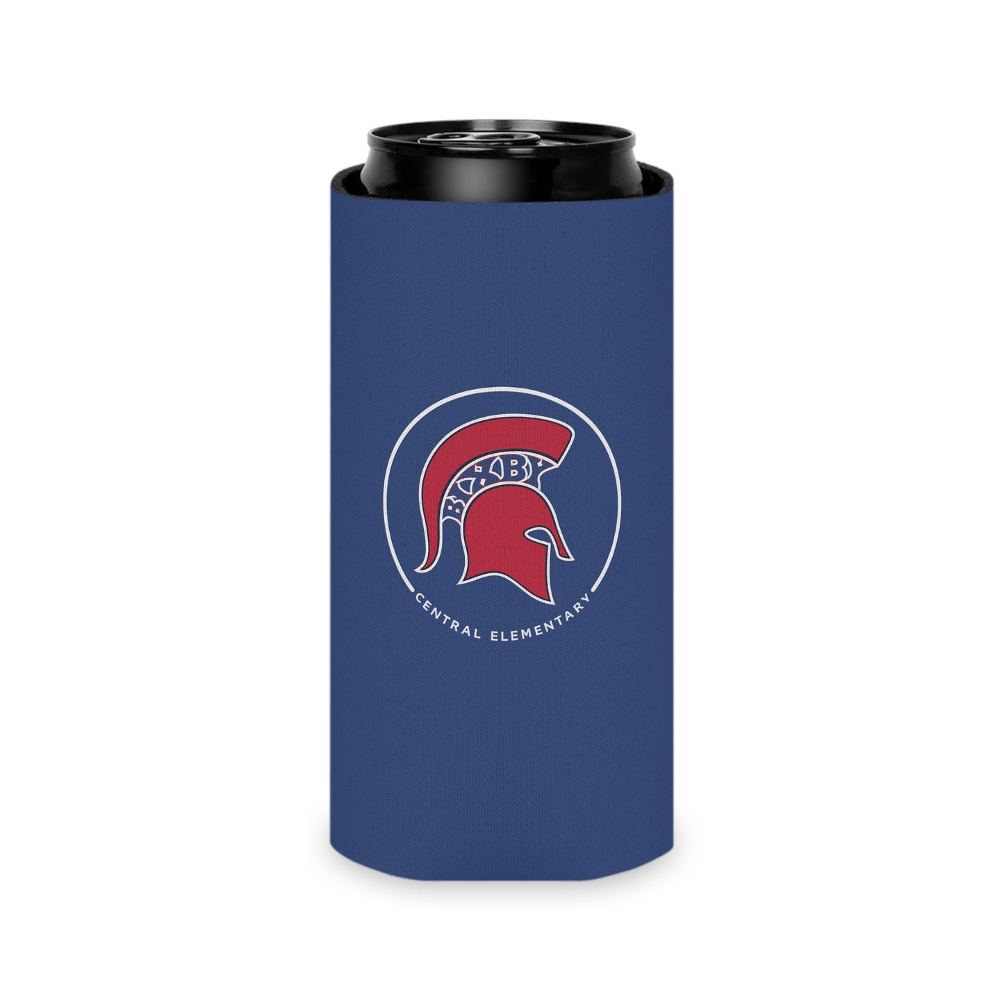 Spartan Logo Can Cooler – Insulated Navy Beverage Koozie for School Spirit
