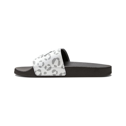 Youth Leopard Print Slide Sandals — Removable Strap Casual Pool Slides