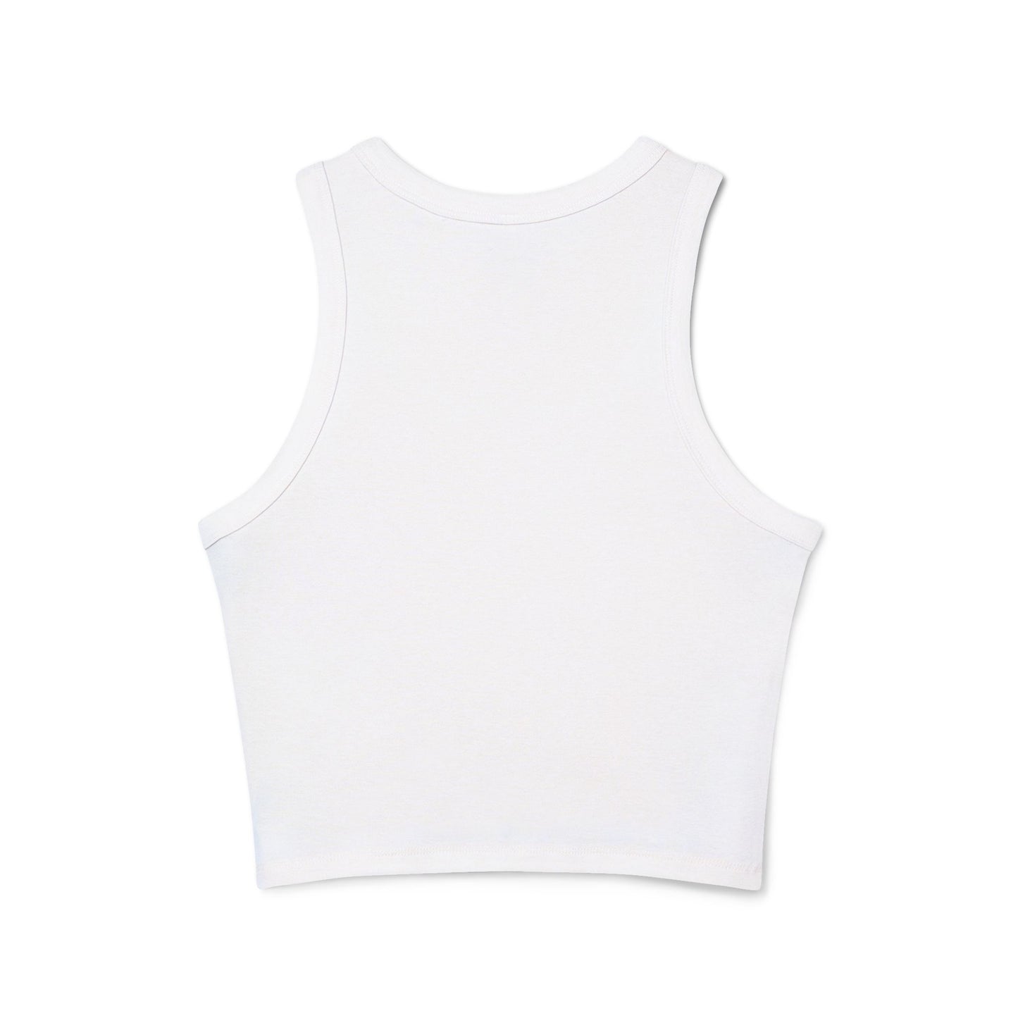 Ribbed Racer Tank Top — Women's Cropped White Micro-Rib Casual Tank