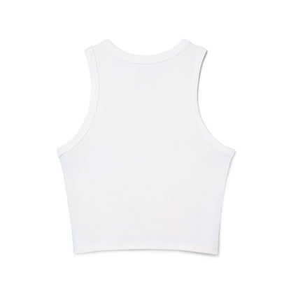 Ribbed Racer Tank Top — Women's Cropped White Micro-Rib Casual Tank