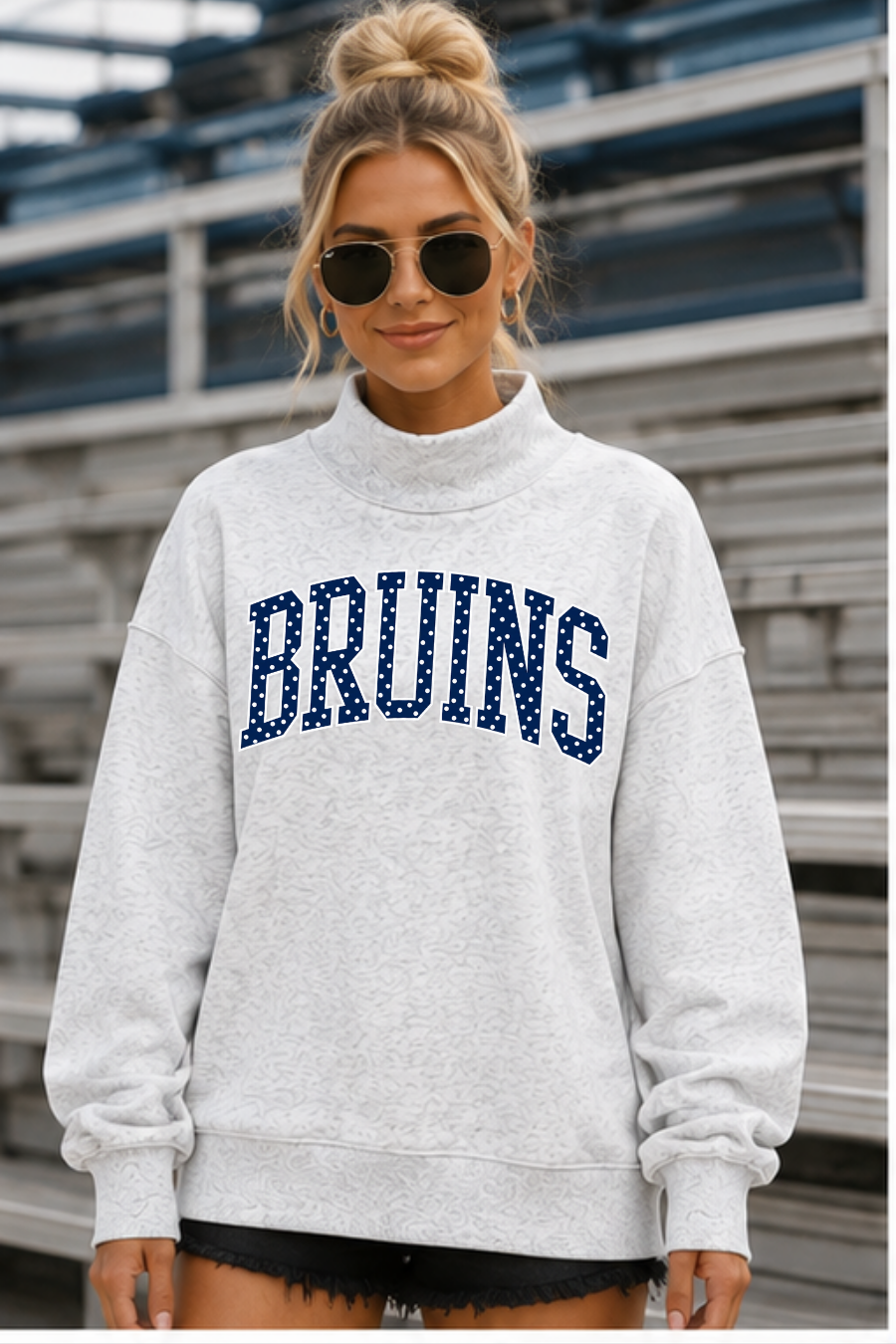 CUSTOM LOGO MOCK NECK SWEATSHIRT