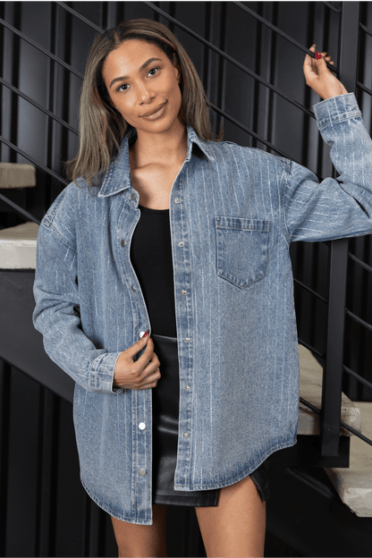 BIXBY SPARTANS RHINESTONE DETAIL DENIM JACKET - The Club