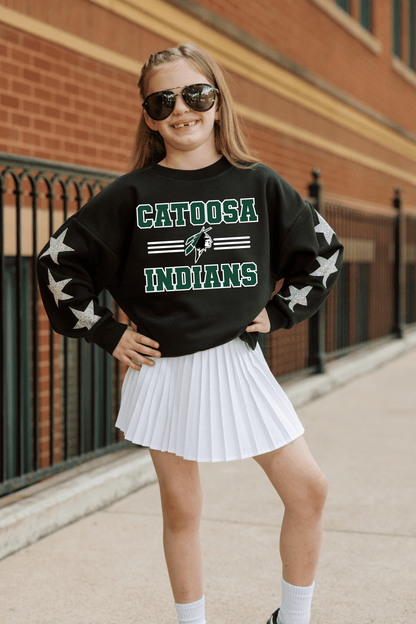 CATOOSA INDIANS YOUTH EMBELLISHED STAR SLEEVE CREWNECK SWEATSHIRT - The Club